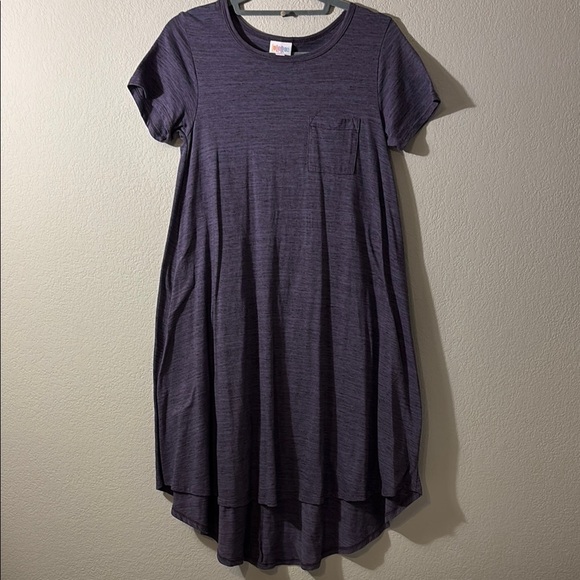 LuLaRoe Carly Purple High Low Dress with Raglan Sleeves - Picture 1 of 7